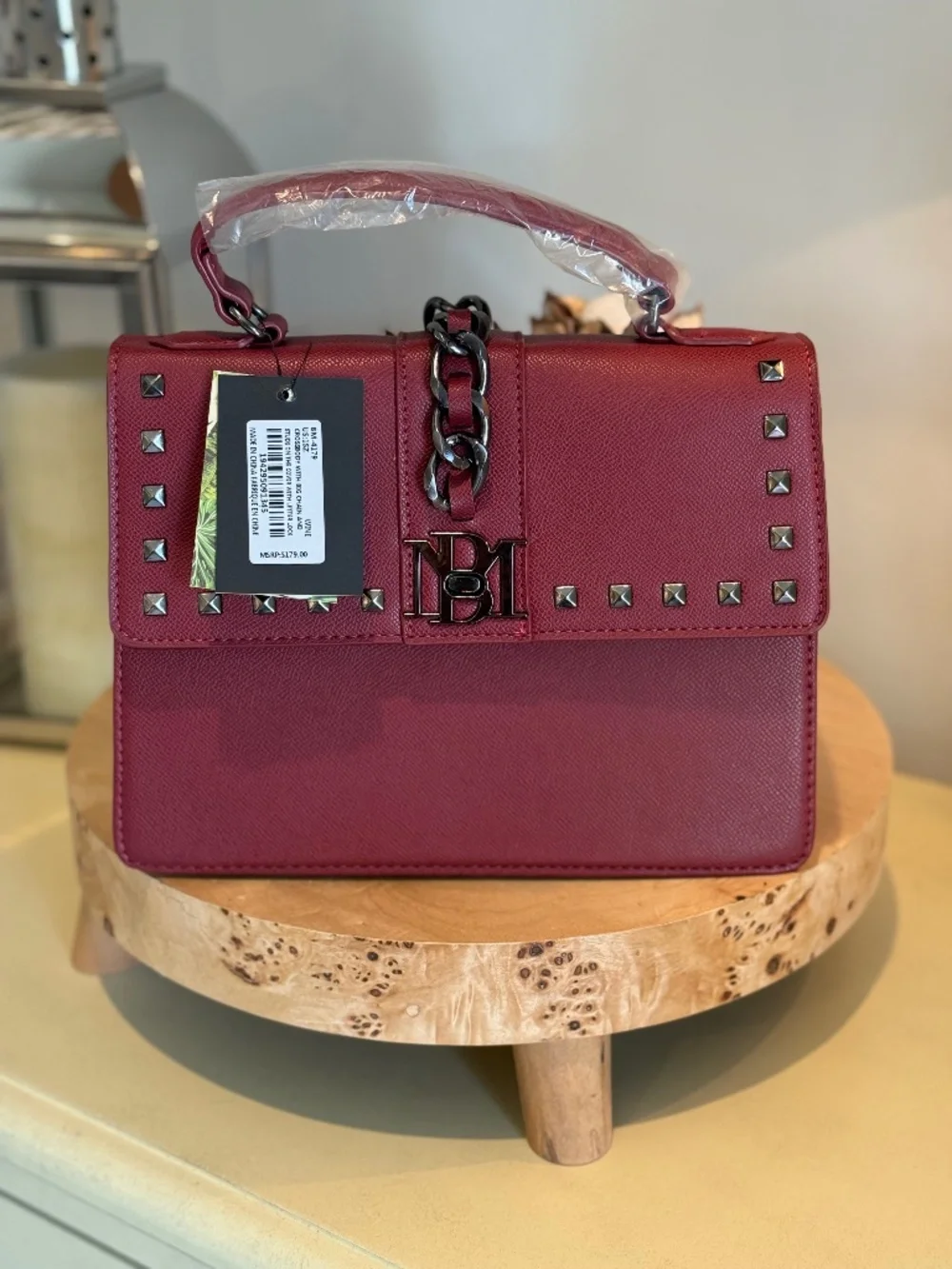 Badgley Mischka Top Handle Satchel/Crossbody - Wine - Picture 1 of 3